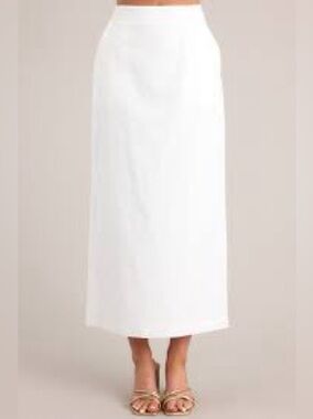 Apostrophe Cream A-Line Linen Blend Maxi Skirt